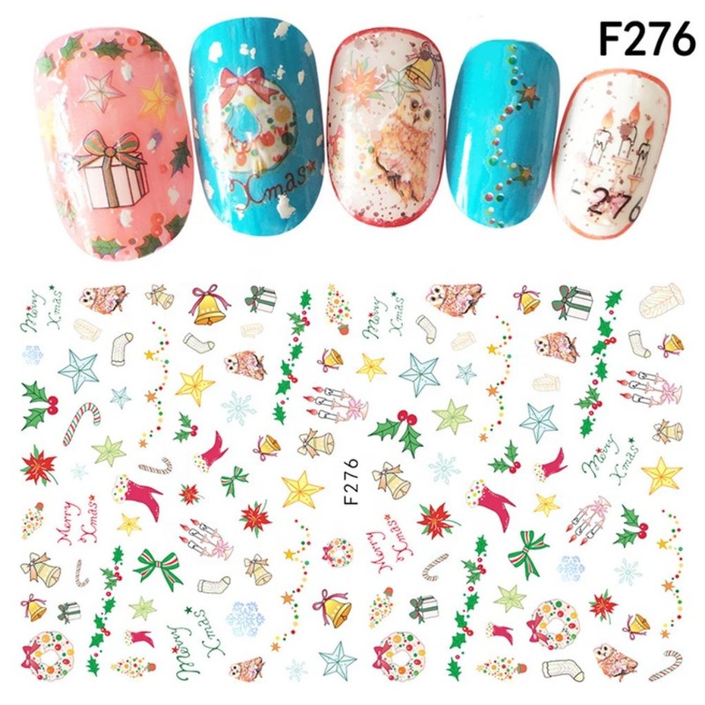 Nail Stickers Nail Art Decal Waterproof Christmas Tree Santa Bell Deer